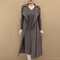 đHerbst Hot SaleđModischer plissierter Anzug Kragen Fake Zweiteiliger Trenchcoat