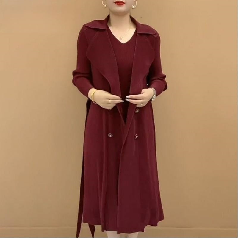 🎉Herbst Hot Sale🎉Modischer plissierter Anzug Kragen Fake Zweiteiliger Trenchcoat