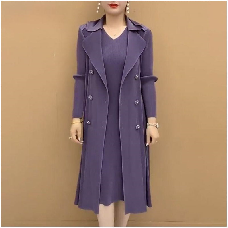 🎉Herbst Hot Sale🎉Modischer plissierter Anzug Kragen Fake Zweiteiliger Trenchcoat