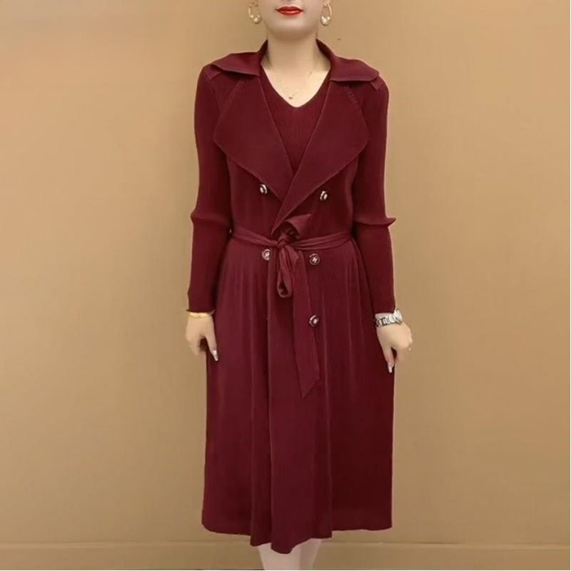 🎉Herbst Hot Sale🎉Modischer plissierter Anzug Kragen Fake Zweiteiliger Trenchcoat