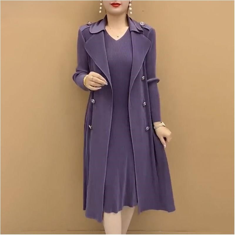 🎉Herbst Hot Sale🎉Modischer plissierter Anzug Kragen Fake Zweiteiliger Trenchcoat