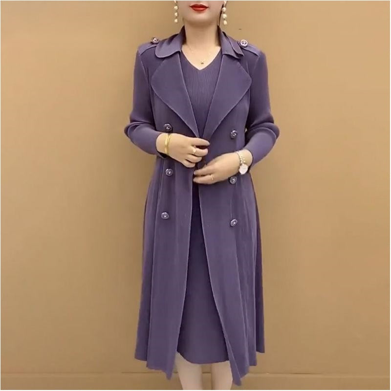🎉Herbst Hot Sale🎉Modischer plissierter Anzug Kragen Fake Zweiteiliger Trenchcoat