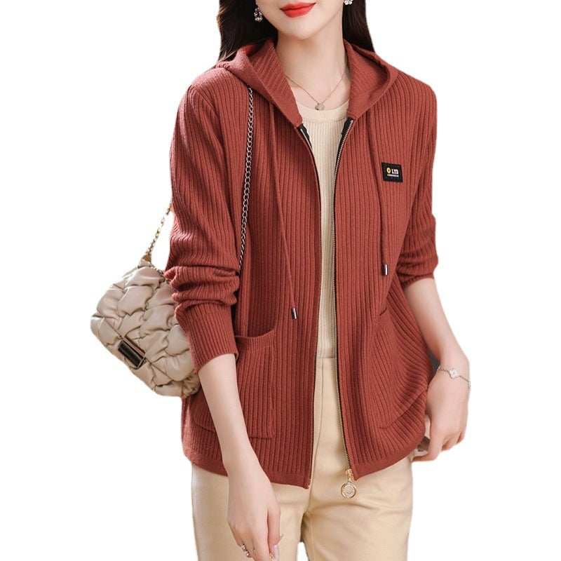 Strickjacke mit Kapuze und Reißverschlüssen und praktischen Taschen