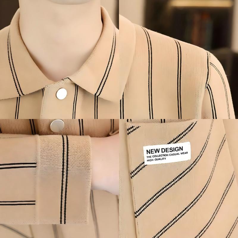 đđLĂ€ssige gestreifte Herren Strickjacke mit Revers