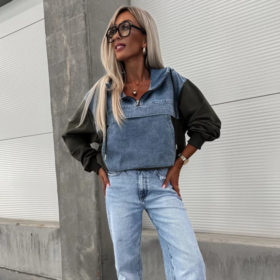 🔥HEISSER VERKAUF 42% - Damen-Jeansjacke mit Kapuze und Kordelzug