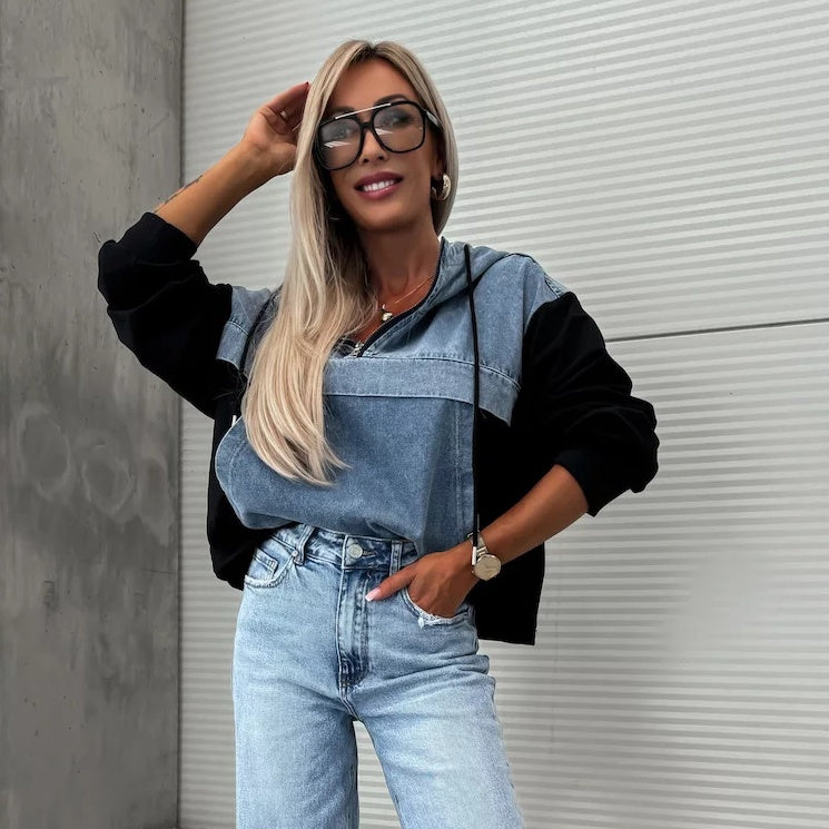 🔥HEISSER VERKAUF 42% - Damen-Jeansjacke mit Kapuze und Kordelzug