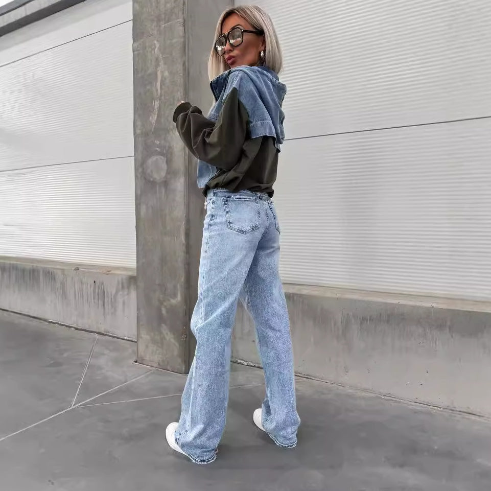 🔥HEISSER VERKAUF 42% - Damen-Jeansjacke mit Kapuze und Kordelzug