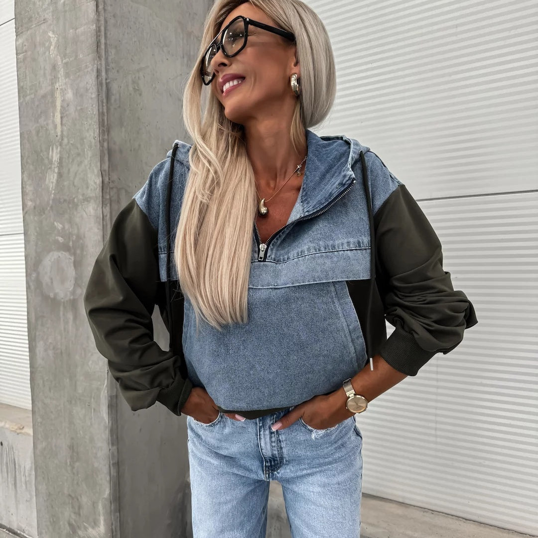 🔥HEISSER VERKAUF 42% - Damen-Jeansjacke mit Kapuze und Kordelzug