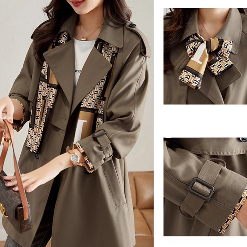 2025 Frühherbst✨Schlanker mittellanger Trenchcoat mit Revers für Damen