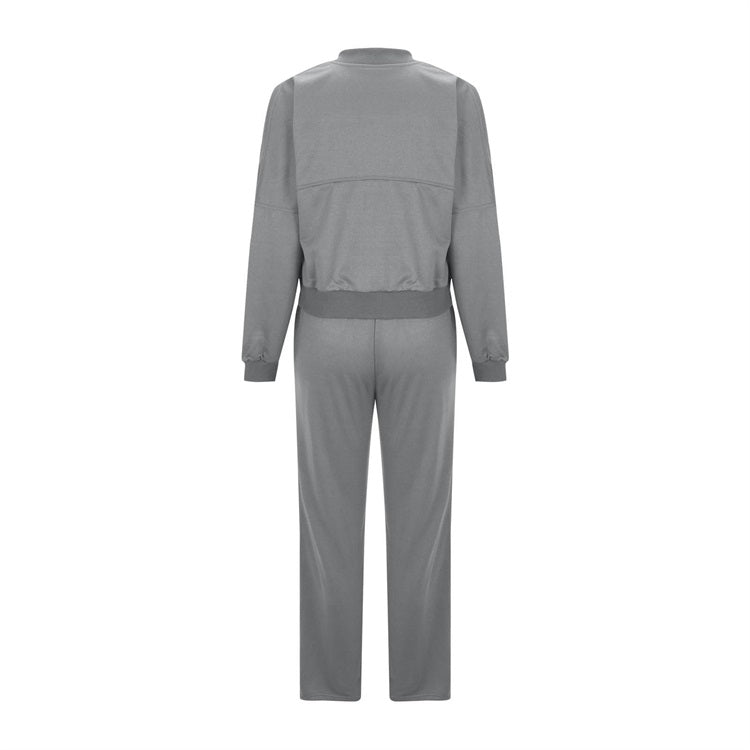 55% Rabatt🔥Zweiteiliges Damen-Set mit Langarm-Reißverschluss, Mantel und Kordelzug, Jogginghose