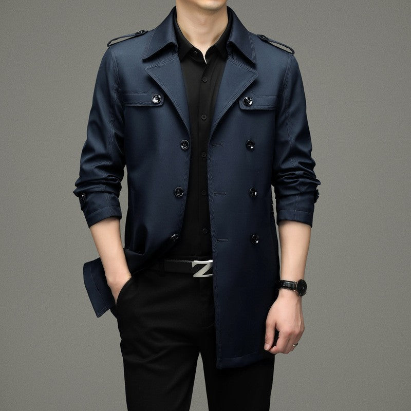 đ2024 neue britische Stil Herren Zweireiher Trenchcoat Jackeđ