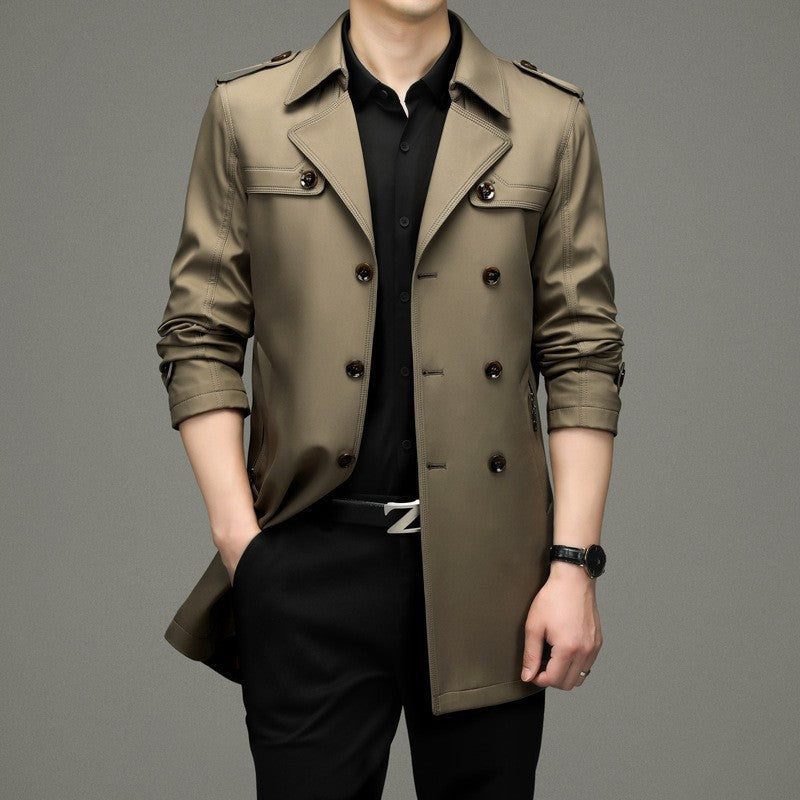 đ2024 neue britische Stil Herren Zweireiher Trenchcoat Jackeđ