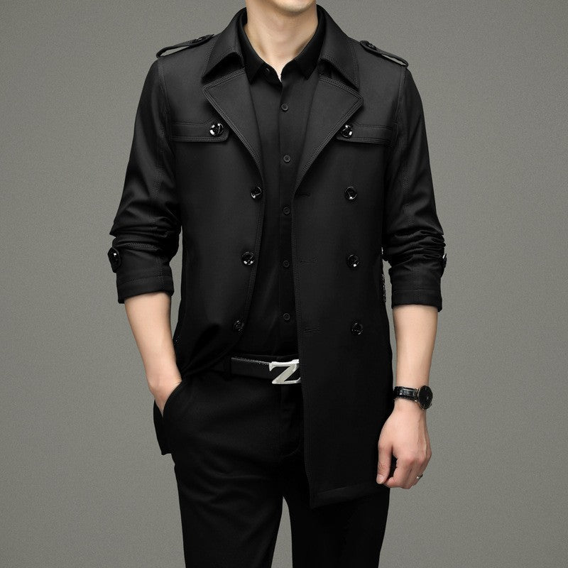 đ2024 neue britische Stil Herren Zweireiher Trenchcoat Jackeđ