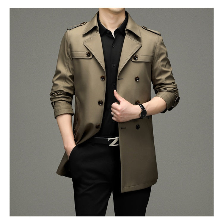 đ2024 neue britische Stil Herren Zweireiher Trenchcoat Jackeđ