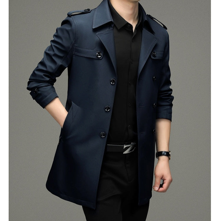đ2024 neue britische Stil Herren Zweireiher Trenchcoat Jackeđ