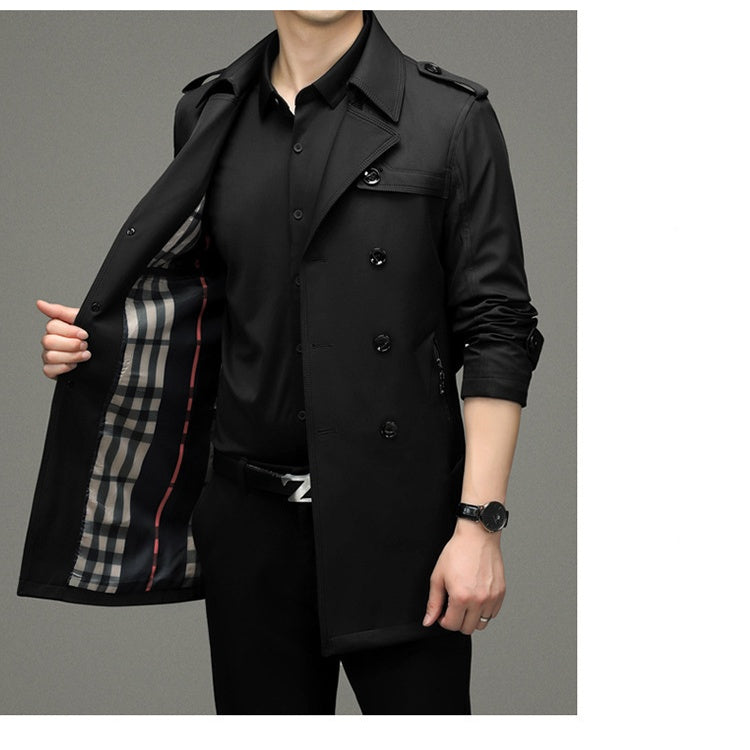 đ2024 neue britische Stil Herren Zweireiher Trenchcoat Jackeđ