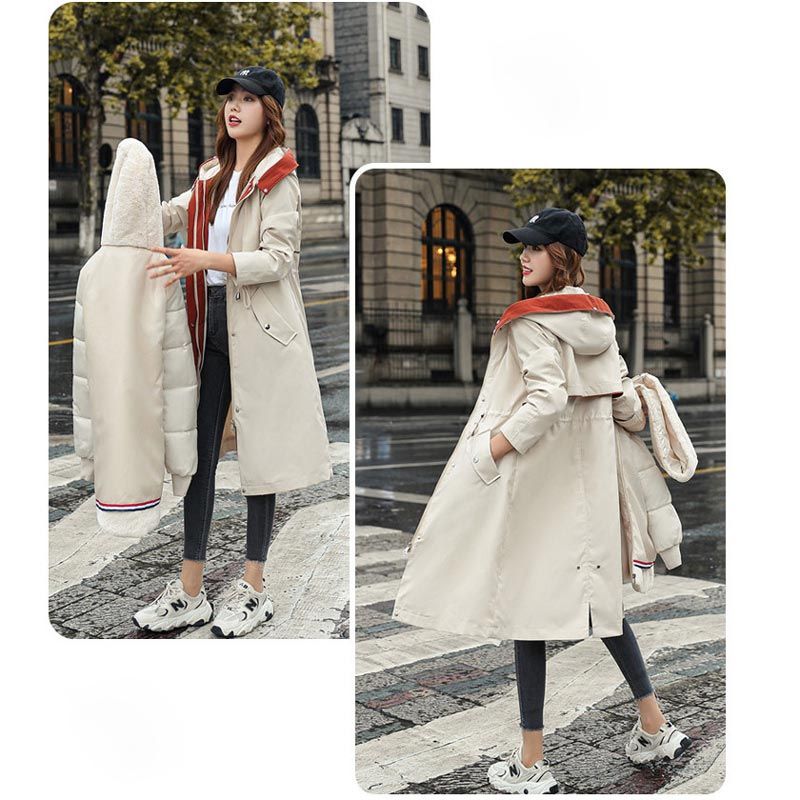 đFrĂŒher Black Friday SaleđDamen Wintermantel mit Kapuze und Pelzkragen, lĂ€ssiger Parkaâ