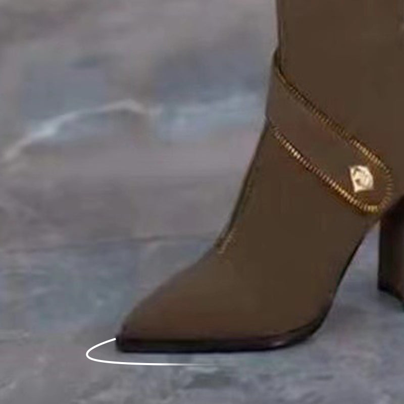✨49% Rabatt auf neue Produkte✨ Kniehohe Stiefel mit spitzer Zehenpartie und klobigem Absatz🌸