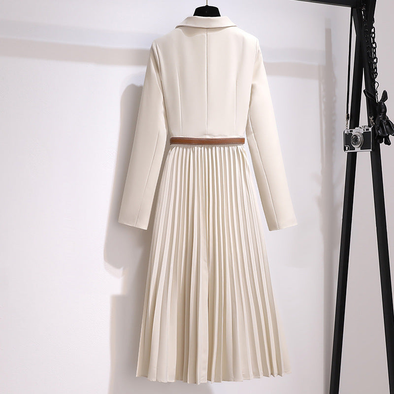 💕Neu eingetroffen💕Stilvoll und elegant:Asymmetrisches Patchwork-Blazerkleid mit Gürtel
