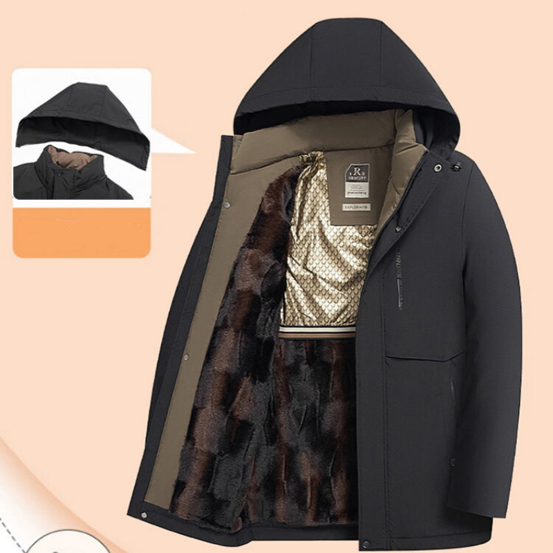 💥Black Friday Aktion mit 44% Rabatt 🖤Herren Winter Thermomantel mit dicker Kapuze Parka