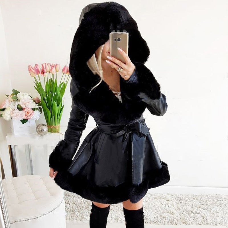 🎄🎅Weihnachts-Vorverkauf - 40% OFF💝Warme Damenjacke mit Kapuze und Patchwork-Revers