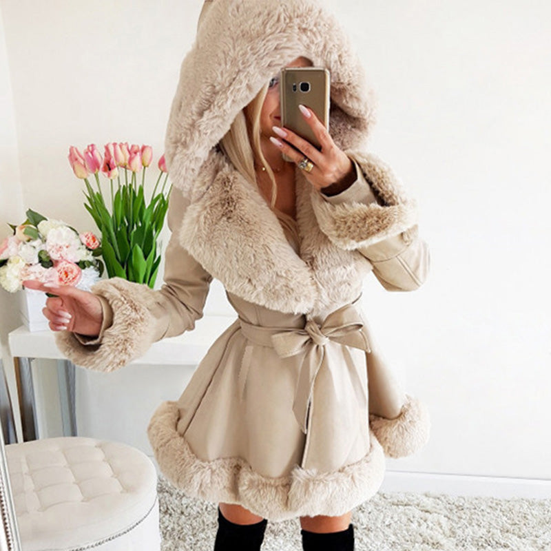 🎄🎅Weihnachts-Vorverkauf - 40% OFF💝Warme Damenjacke mit Kapuze und Patchwork-Revers