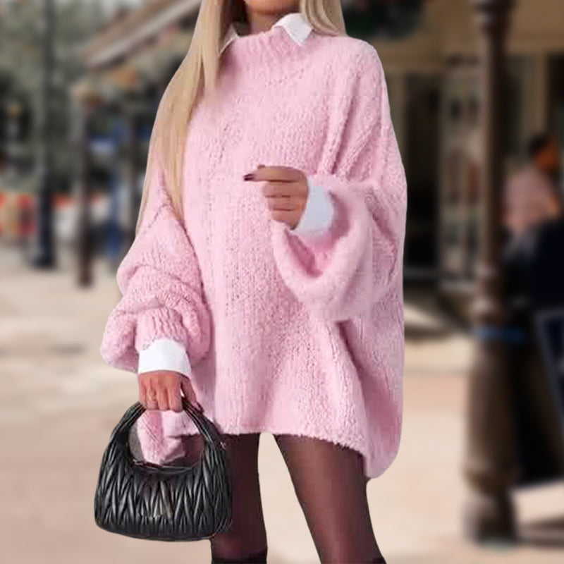🎄🎅Weihnachts-Vorverkauf - 45% OFF🧣Lässige lose farbige Mockneck weiche Pullover