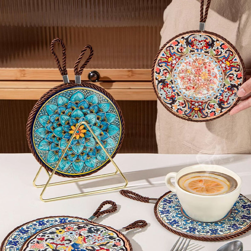 ✨🍲Hitzebeständige Matte aus Emaille-Keramik im Vintage-Stil