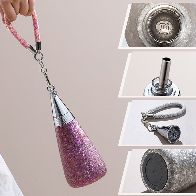 🔥2025 HOT SALE🔥 Titanium Portable Tapered Straw Isolierte Wasserflasche