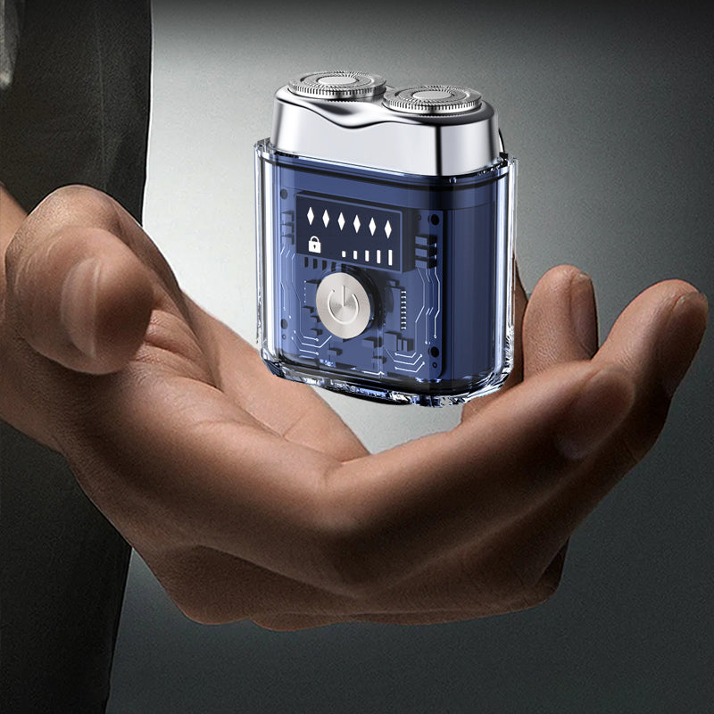 Futuristischer transparenter elektrischer Mini-Rasierer für eine sanfte Rasur