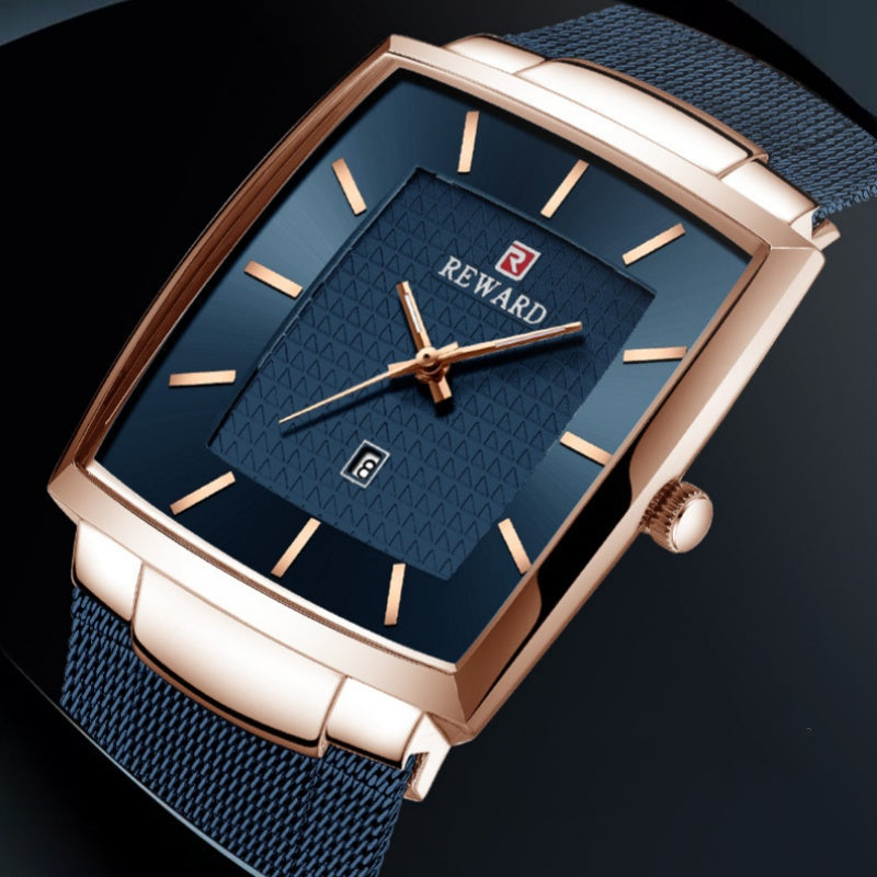 🔥Herren ultra-dünnen Quadrat Mesh Gürtel Quarzuhr