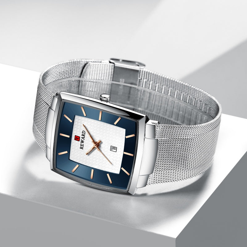 🔥Herren ultra-dünnen Quadrat Mesh Gürtel Quarzuhr