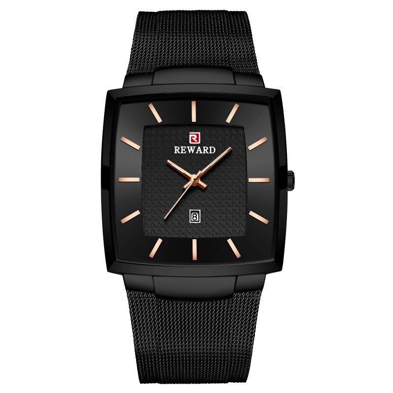 🔥Herren ultra-dünnen Quadrat Mesh Gürtel Quarzuhr