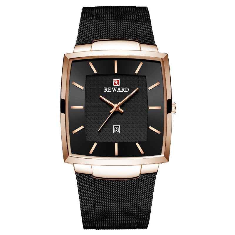 🔥Herren ultra-dünnen Quadrat Mesh Gürtel Quarzuhr