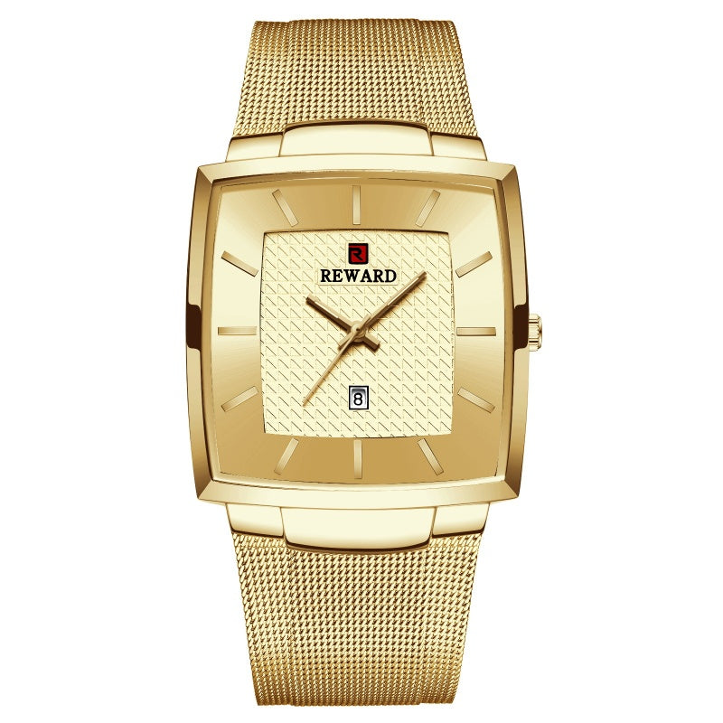 🔥Herren ultra-dünnen Quadrat Mesh Gürtel Quarzuhr
