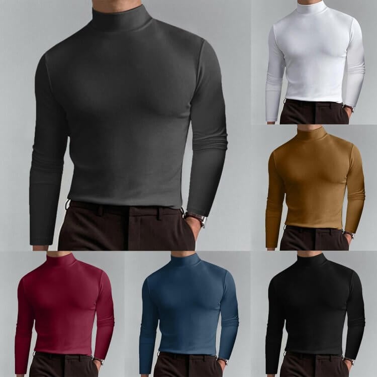 👕 Begrenzte Zeit 50% Rabatt🔥 🎁【Geschenk-Empfehlung】Hochgeschlossenes Herren-T-Shirt mit langen Ärmeln und schmaler Passform🏃♂️📦