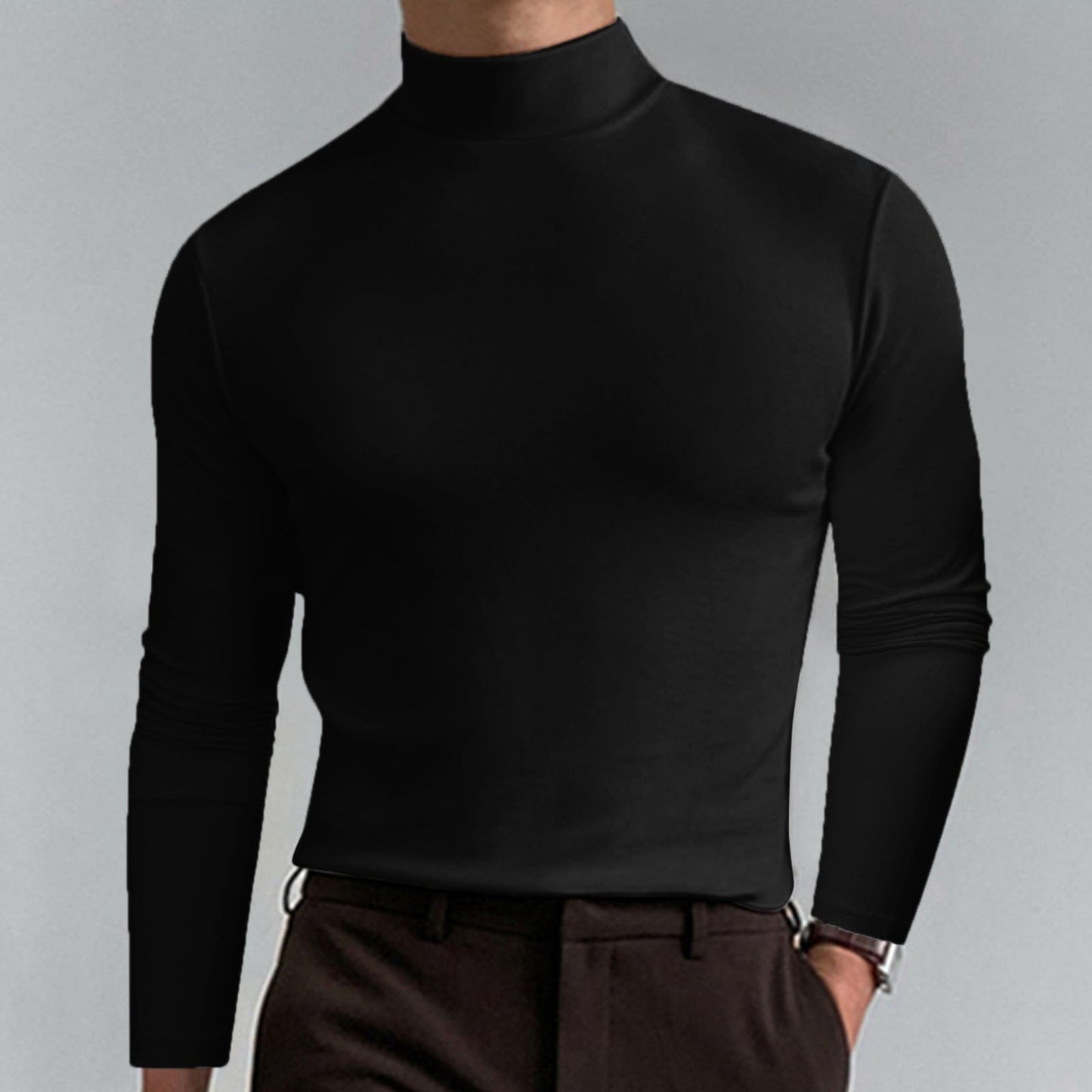 👕 Begrenzte Zeit 50% Rabatt🔥 🎁【Geschenk-Empfehlung】Hochgeschlossenes Herren-T-Shirt mit langen Ärmeln und schmaler Passform🏃♂️📦