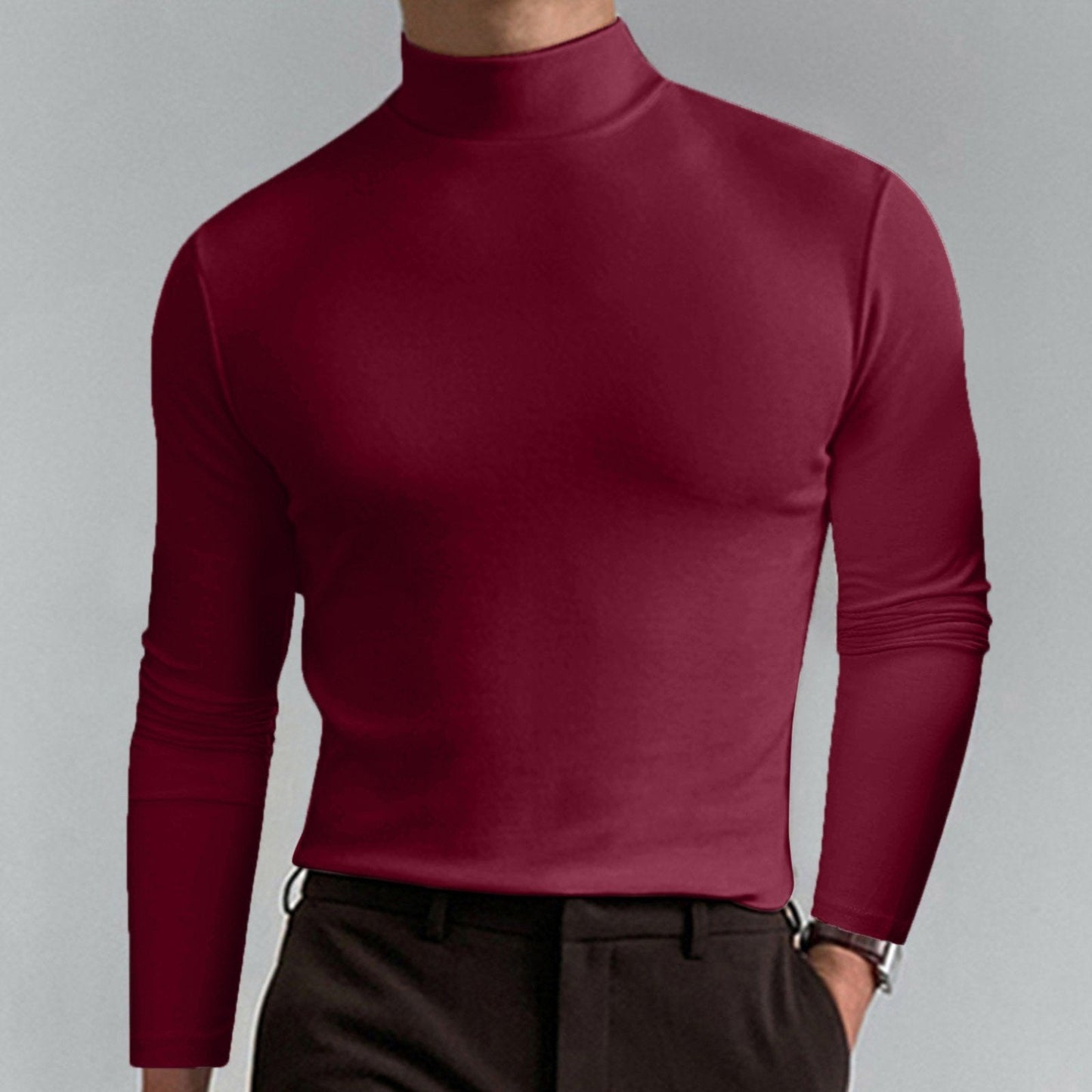 👕 Begrenzte Zeit 50% Rabatt🔥 🎁【Geschenk-Empfehlung】Hochgeschlossenes Herren-T-Shirt mit langen Ärmeln und schmaler Passform🏃♂️📦
