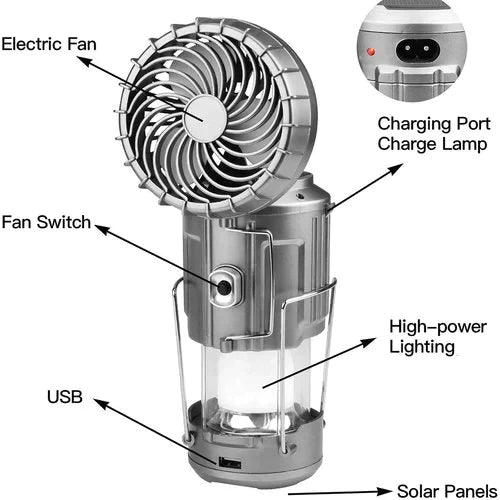 🔥2025 Heißer Verkauf🔥🍃Tragbare LED-Camping-Laterne mit Ventilator