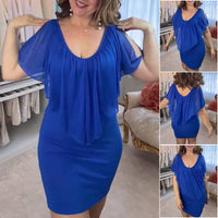 💙Damen Multi-Wear Solid Color Deep V-Ausschnitt Chiffon Casual Kleider