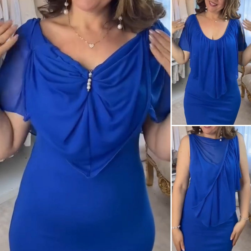 💙Damen Multi-Wear Solid Color Deep V-Ausschnitt Chiffon Casual Kleider
