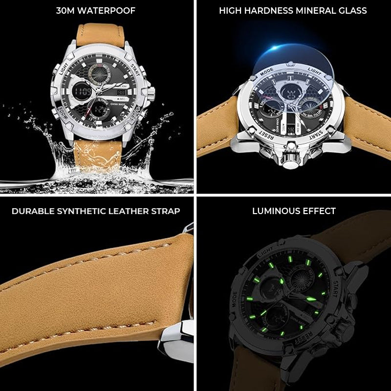 Multifunktionelle wasserdichte Herrenuhr mit Leuchtmasse