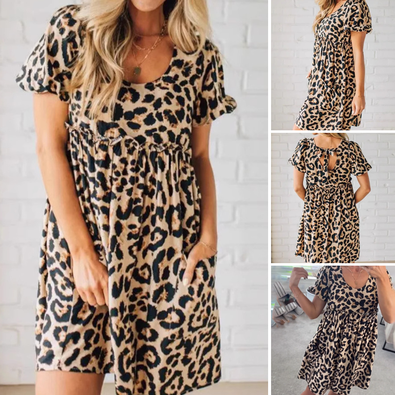 đLĂ€ssiges Minikleid mit Leopardenmuster fĂŒr Damen