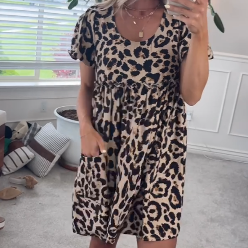 đLĂ€ssiges Minikleid mit Leopardenmuster fĂŒr Damen