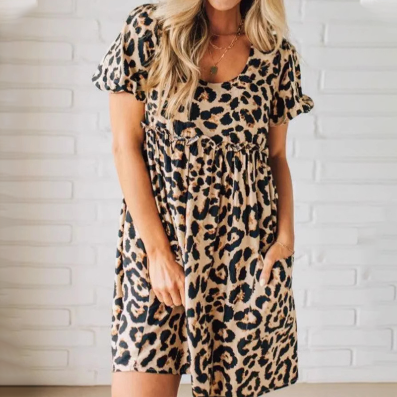 đLĂ€ssiges Minikleid mit Leopardenmuster fĂŒr Damen