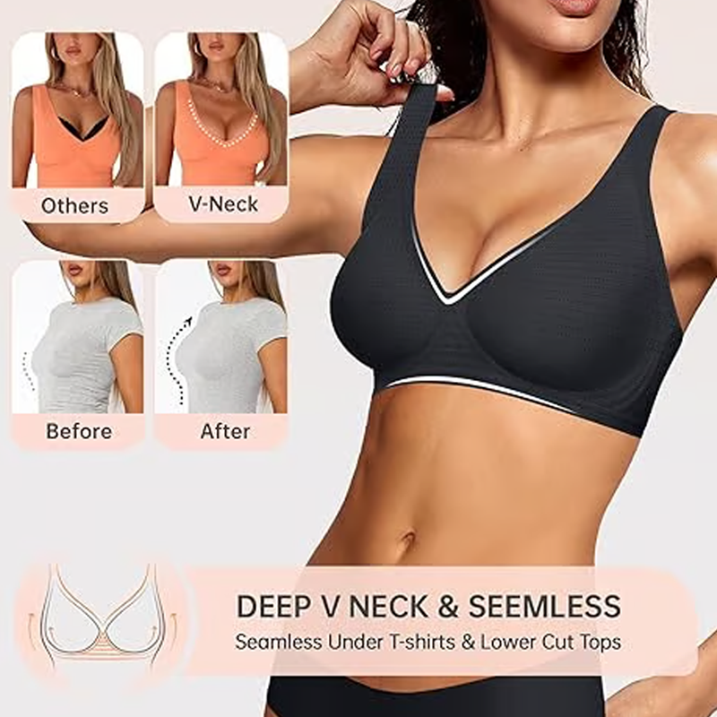 🍃Summer Hot Sale 55% OFF⏰Deep V Plunge Push-up Wirefree Seamless Jelly Bra