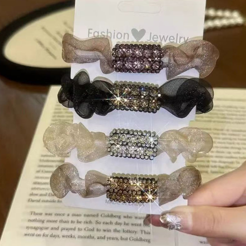 4PCS Elegant Rhinestone Elastic Hair Ties(50% OFF)