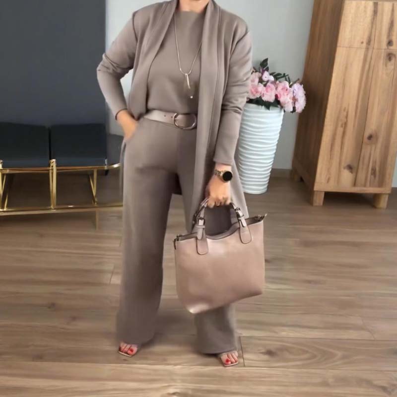 ⏳Zeitlich begrenztes Sonderangebot⏰💃Elegantes 3-teiliges Set bestehend aus langem Cardigan, Oberteil und Hose💞