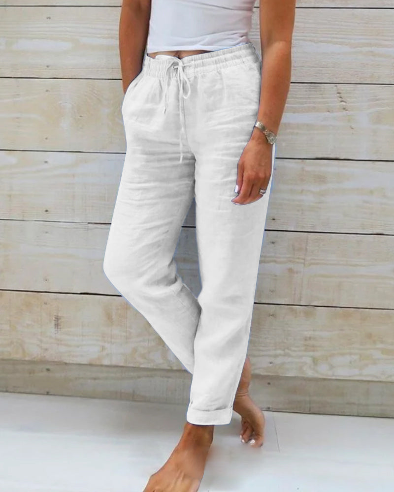 👖 56% RABATT! 🌿 Damenhose aus Baumwolle & Leinen mit Elastischem Bund – Bequem, Atmungsaktiv & Lässiger Look 🥰