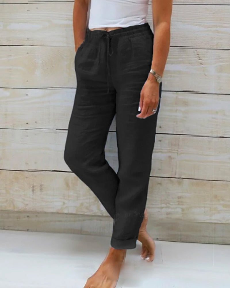 👖 56% RABATT! 🌿 Damenhose aus Baumwolle & Leinen mit Elastischem Bund – Bequem, Atmungsaktiv & Lässiger Look 🥰